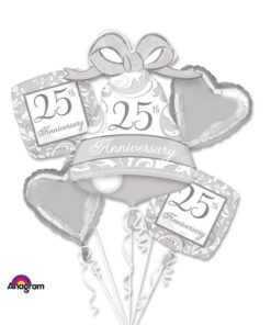 Silver Scroll 25th Anniversary Balloon Bouquet