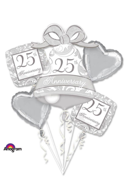 Silver Scroll 25th Anniversary Balloon Bouquet
