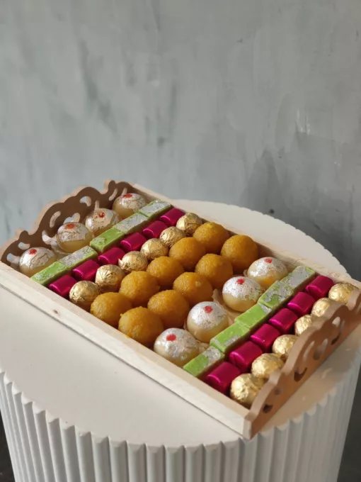 All in one Diwali tray with delicious Indian festive sweets and chocolates.