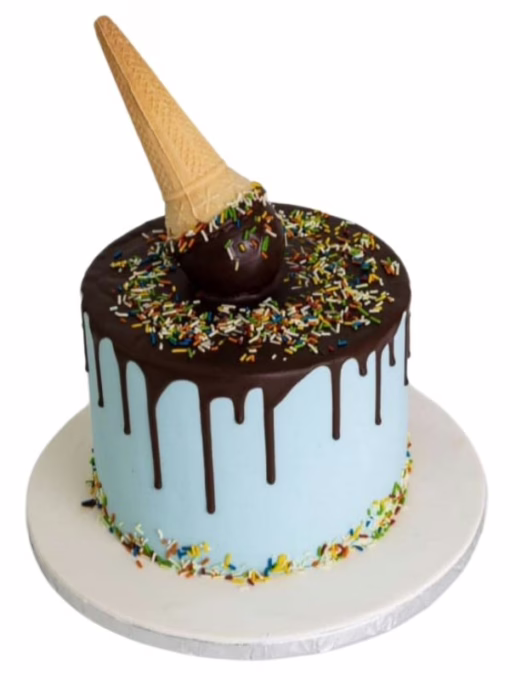 Blue Cone Theme Cake & Flowers