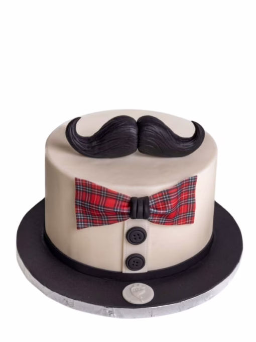 Classic Moustache Theme Cake & Flowers