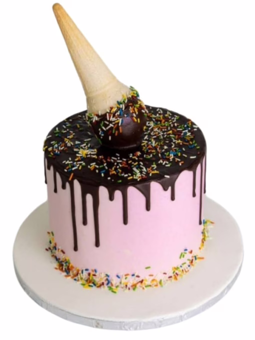 Pink Cone Theme Cake & Flowers