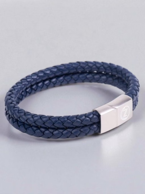 Bracelet For Men - Navy Blue Leather